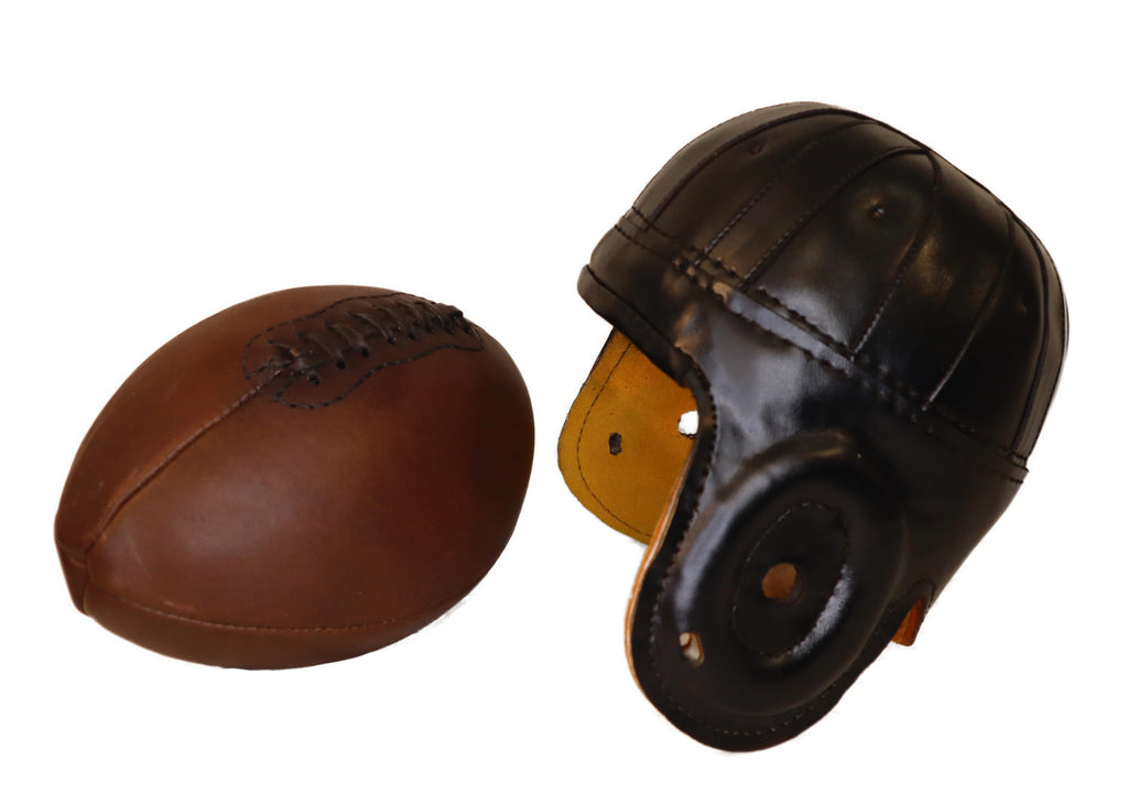 cordovan rust leather football helmet 1940 Old Chicago / Tech Black Leather Helmet – Historic Sports